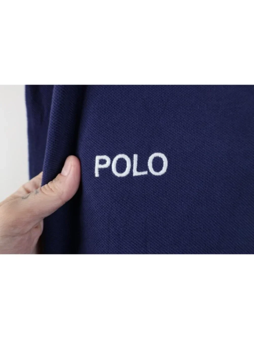 Vintage Ralph Lauren Mens Large Spell Out CP RL 93 Collared Golf Polo Shirt Blue